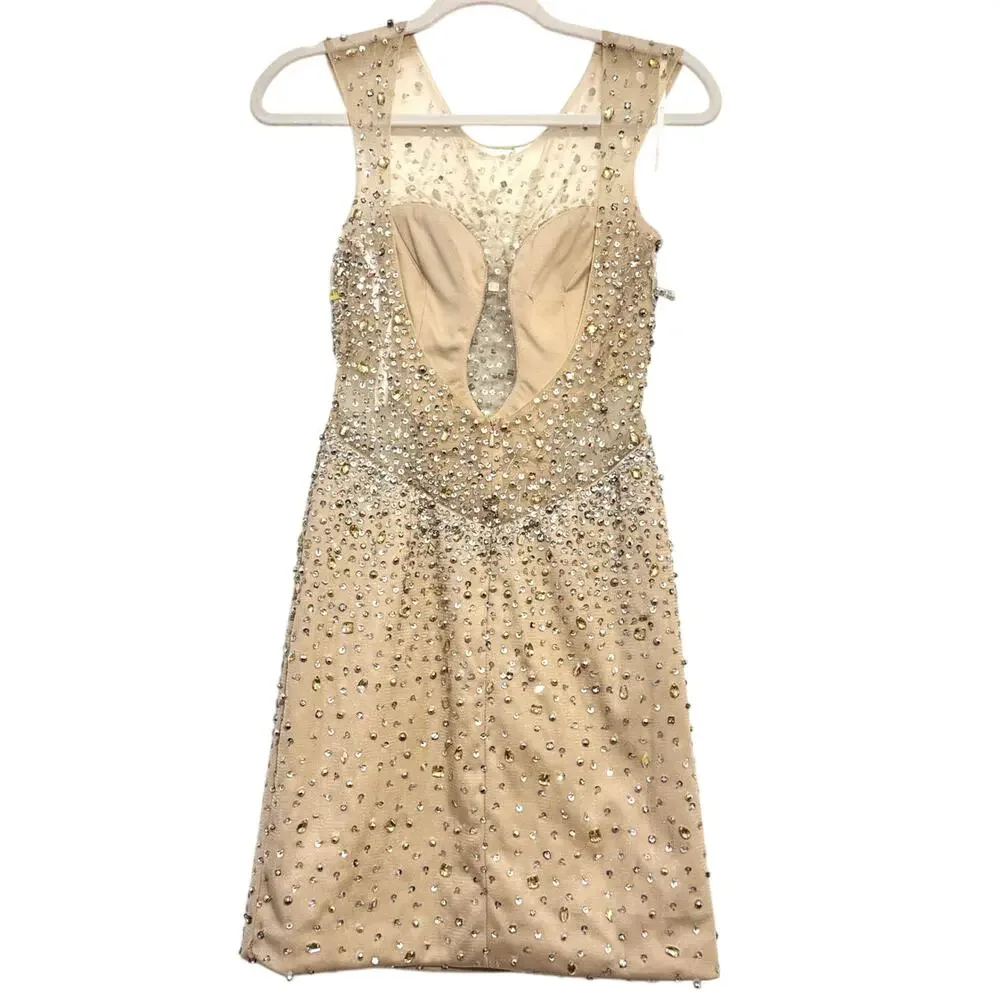 Mac Duggal Prom Formal Homecoming Nude Silver Size 2 NWT - Picture 5 of 10